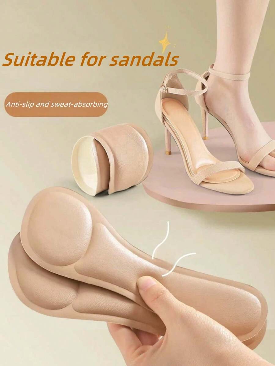 1 Pair Self-Adhesive Breathable Non-Slip Shock Absorbing Insoles, Soft Cushion Pad For Women High Heels, Summer, Kitten Heels Accessories