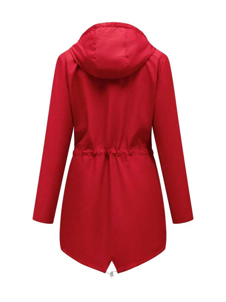 1pc Women's Outdoor Casual Sport Wind Jacket, Water Repellent Thin Solid Color Spring Windbreaker