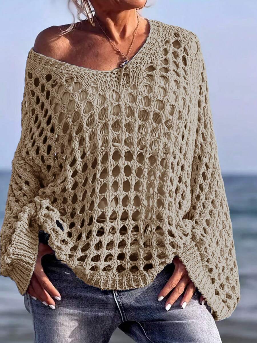 Summer Hollow Out Loose Knit Pullover Sweater