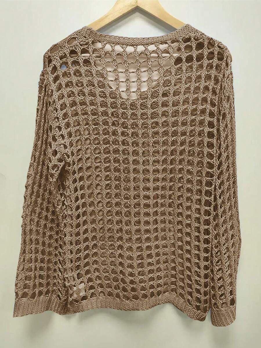 Summer Hollow Out Loose Knit Pullover Sweater