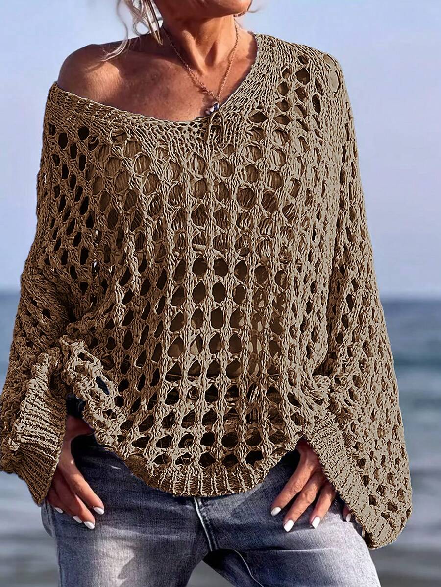 Summer Hollow Out Loose Knit Pullover Sweater