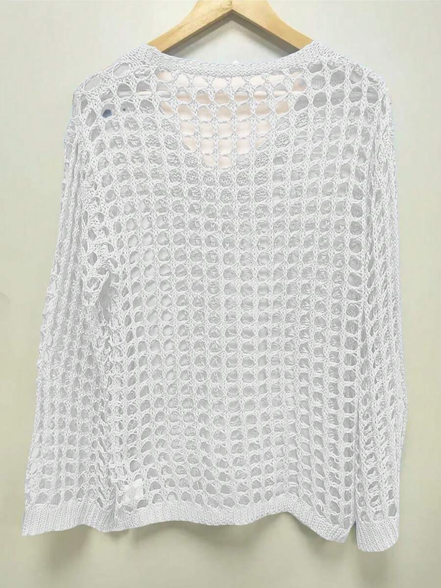 Summer Hollow Out Loose Knit Pullover Sweater