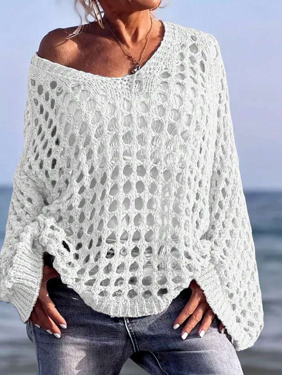 Summer Hollow Out Loose Knit Pullover Sweater