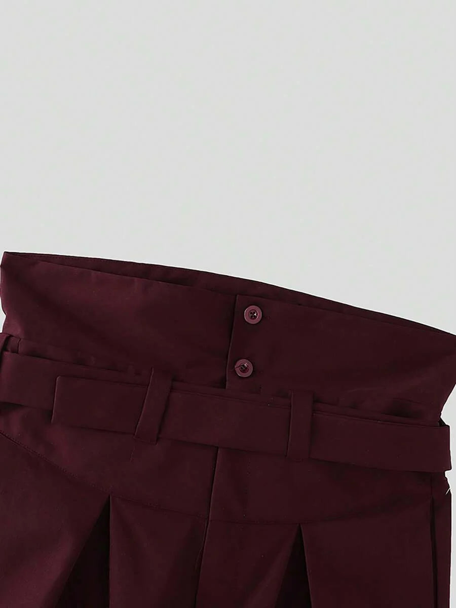INCERUN Fashion Men High Waist Bottoms Zipper Holiday Party Casual Loose Wide Leg Trousers Culotte Long Pants