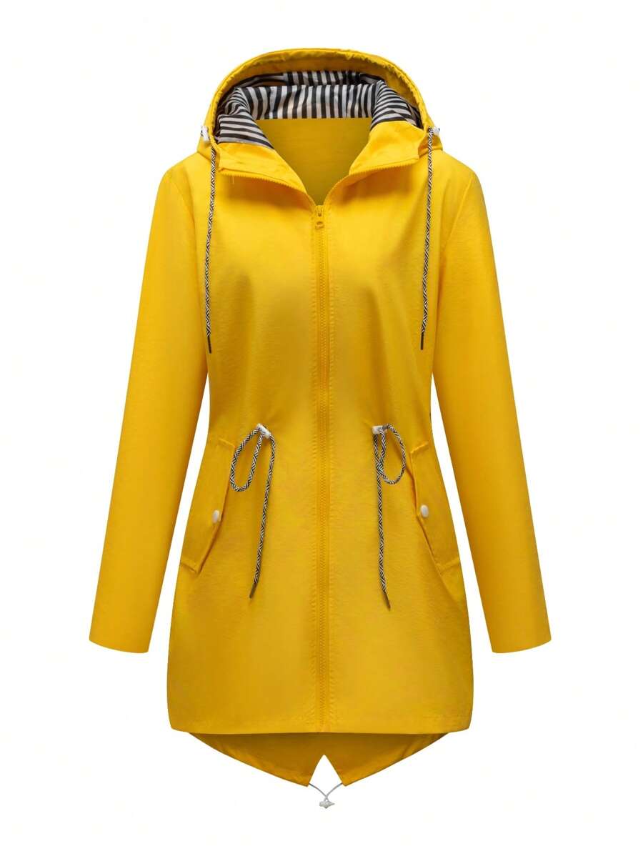 1pc Women's Outdoor Casual Sport Wind Jacket, Water Repellent Thin Solid Color Spring Windbreaker