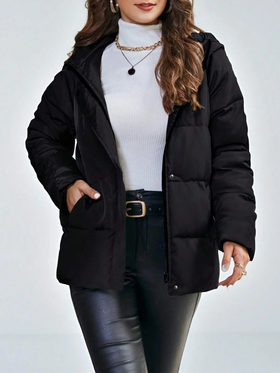 Aveloria Modichic Winter Casual Solid Color HoodedPadded Insulated Polyfill Synthetic Insulation Winter Coat Winter Jacket Outwear