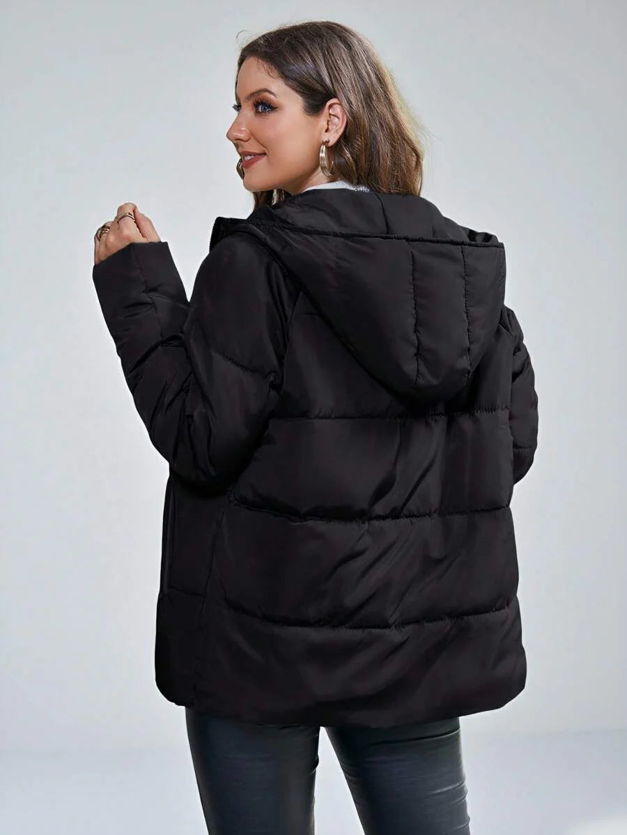 Aveloria Modichic Winter Casual Solid Color HoodedPadded Insulated Polyfill Synthetic Insulation Winter Coat Winter Jacket Outwear