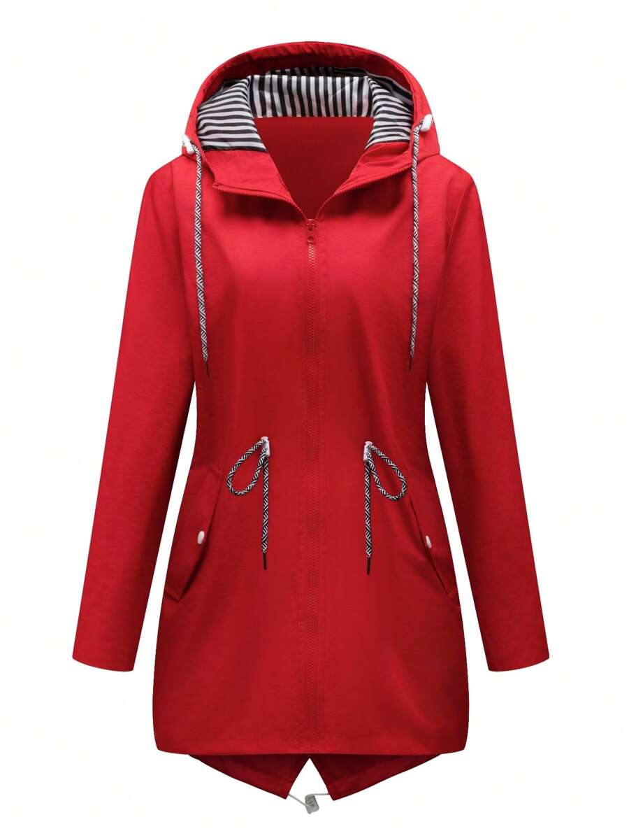 1pc Women's Outdoor Casual Sport Wind Jacket, Water Repellent Thin Solid Color Spring Windbreaker