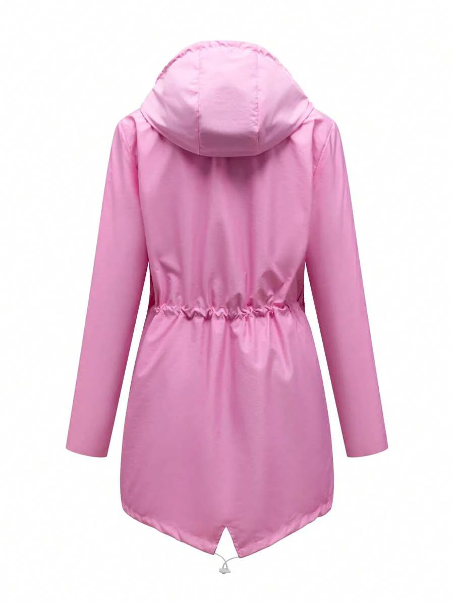 1pc Women's Outdoor Casual Sport Wind Jacket, Water Repellent Thin Solid Color Spring Windbreaker