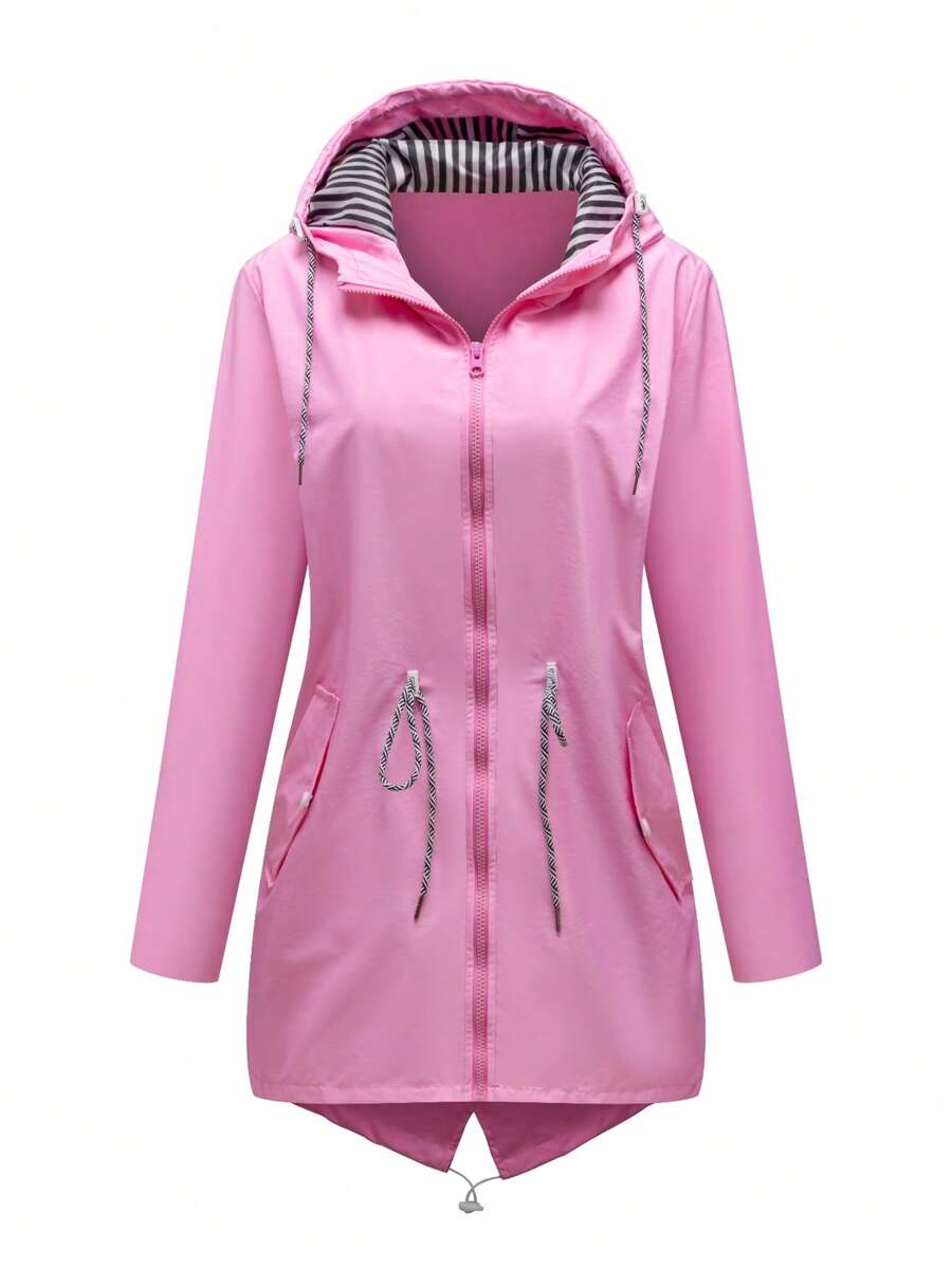 1pc Women's Outdoor Casual Sport Wind Jacket, Water Repellent Thin Solid Color Spring Windbreaker