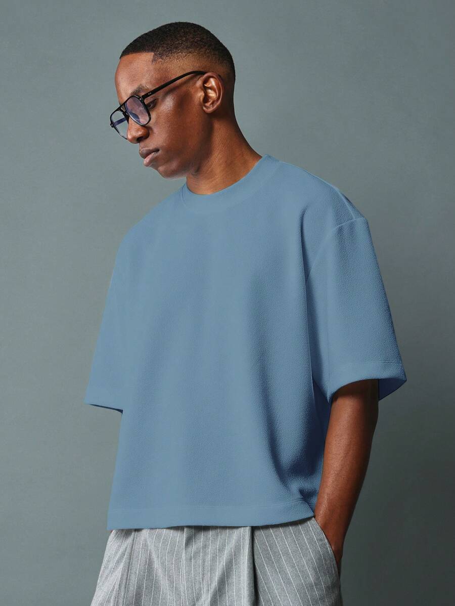 SUMWON Boxy Cut Cropped Jersey T Shirt With Modern Design