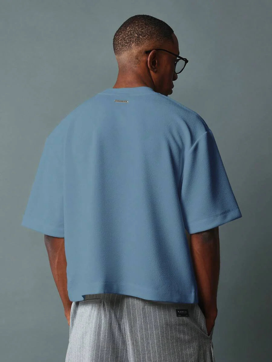SUMWON Boxy Cut Cropped Jersey T Shirt With Modern Design