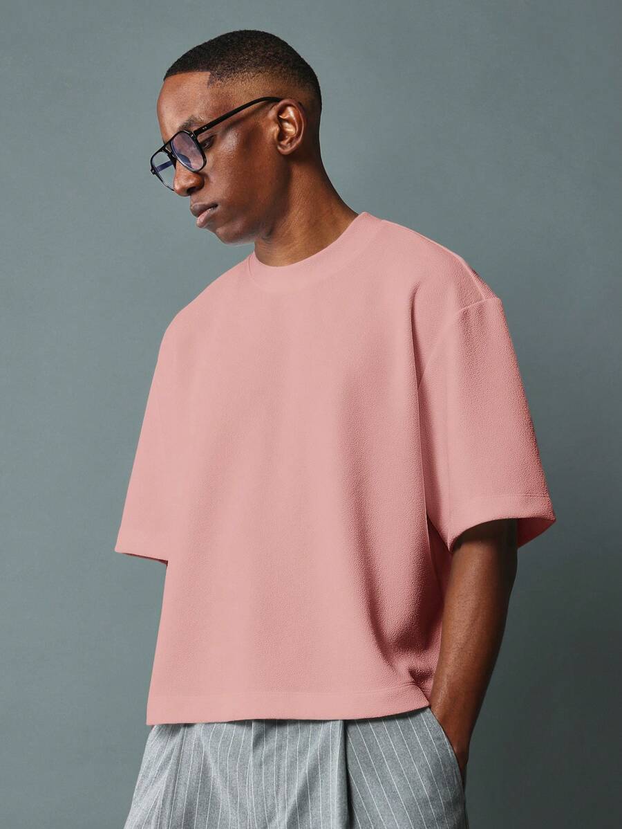 SUMWON Boxy Cut Cropped Jersey T Shirt With Modern Design