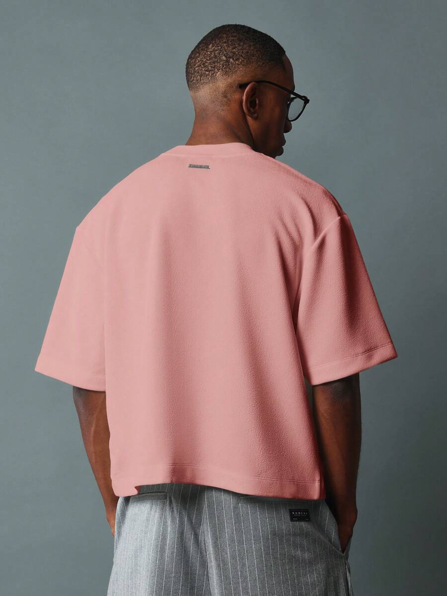 SUMWON Boxy Cut Cropped Jersey T Shirt With Modern Design