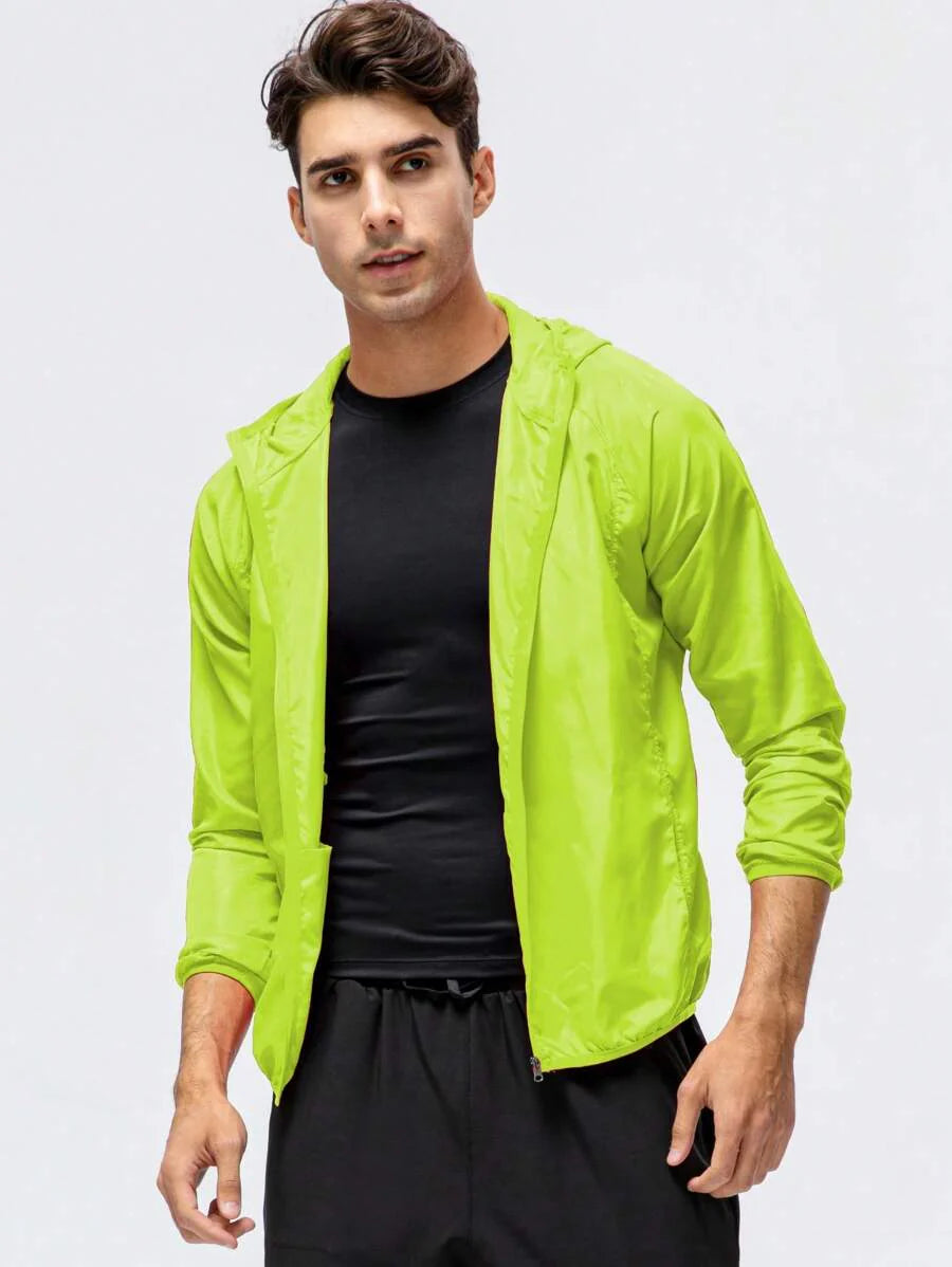 1pc Men Water-Resistant Lightweight Quick-Dry Jacket, Outdoor Casual Windbreaker For Summer/Autumn, Sports/Running