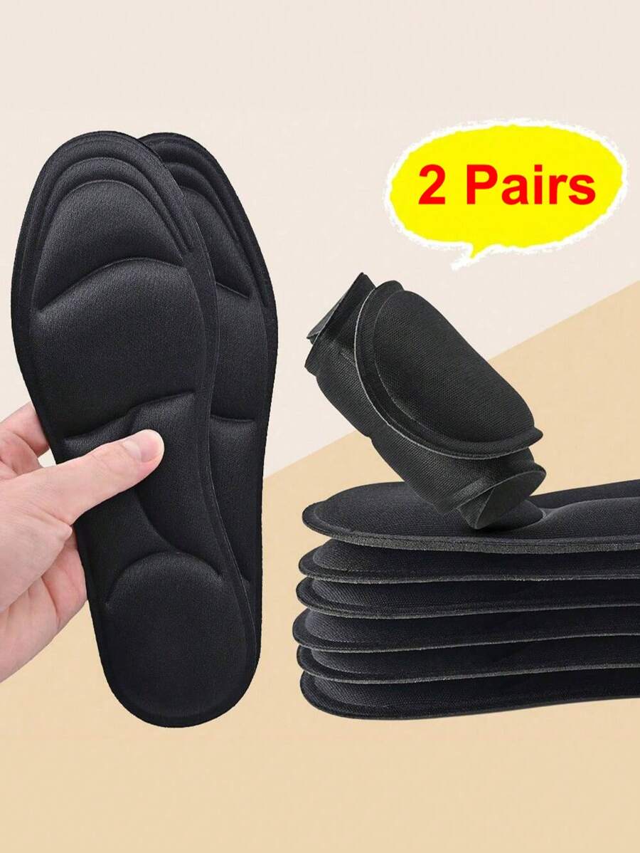 2 Pairs 5D Memory Foam Shoe Insoles, Comfortable High Resilience Thick Insoles With Arch Support For Running