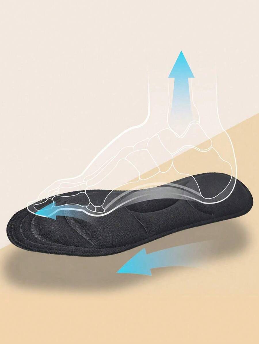 2 Pairs 5D Memory Foam Shoe Insoles, Comfortable High Resilience Thick Insoles With Arch Support For Running
