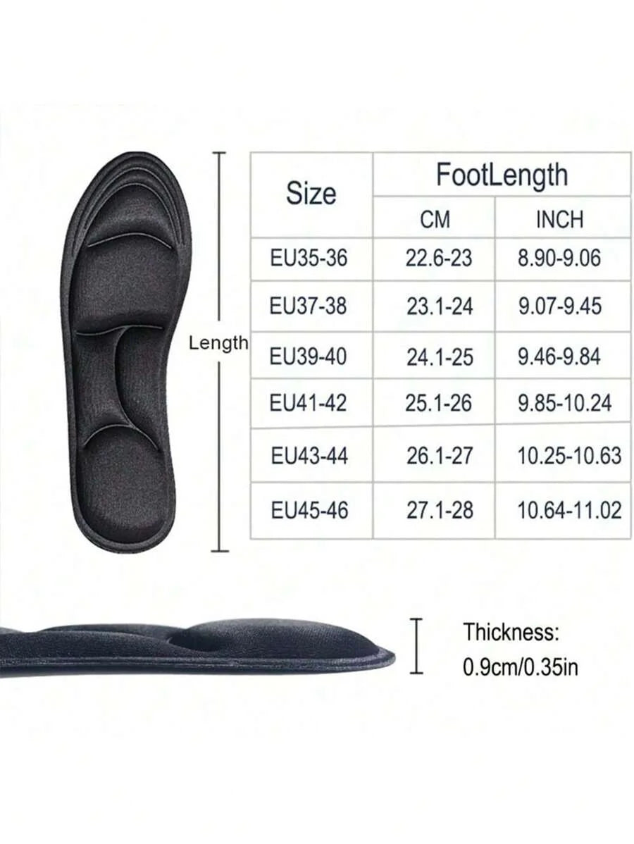2 Pairs 5D Memory Foam Shoe Insoles, Comfortable High Resilience Thick Insoles With Arch Support For Running