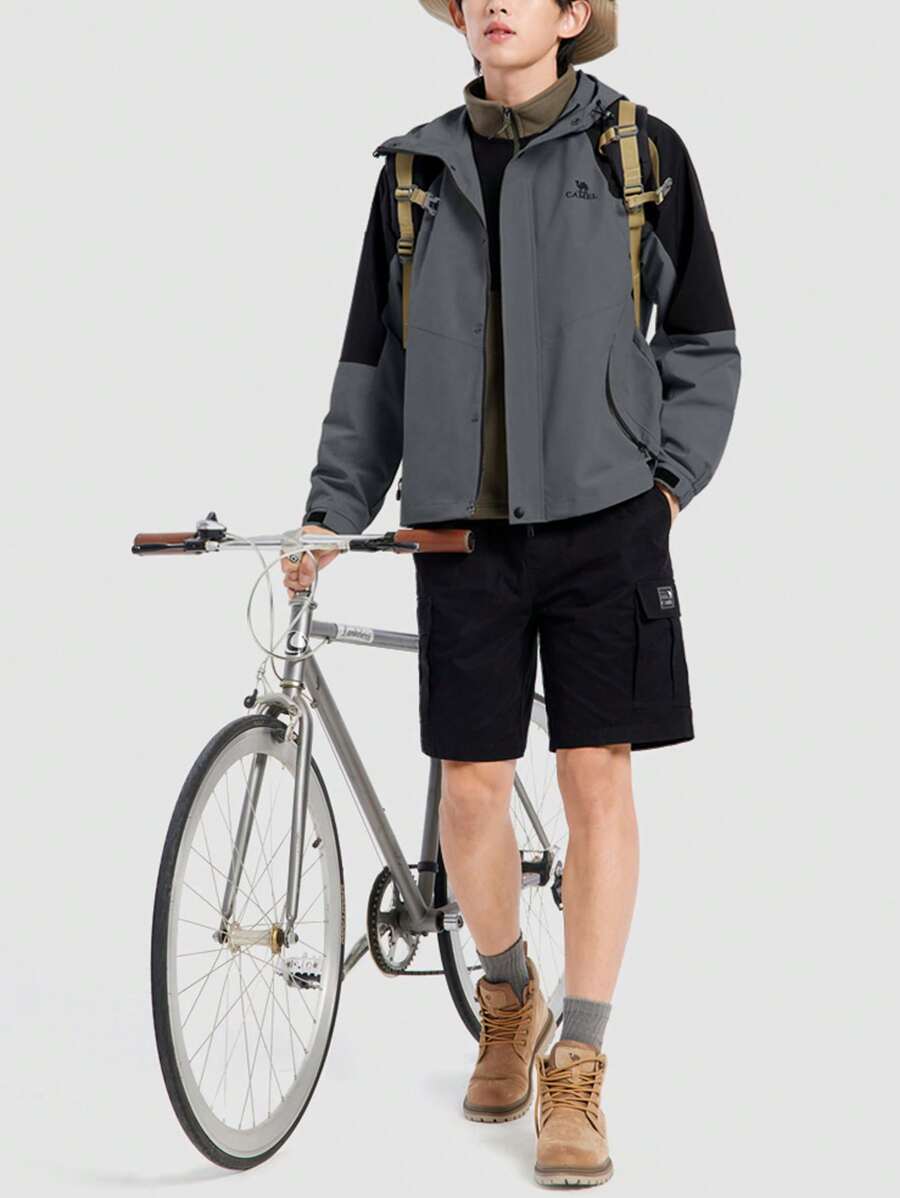 CAMEL CROWN Men's Outdoor Jacket, Spring And Autumn Hard Shell Work Jacket, Outdoor Waterproof Hiking Clothing