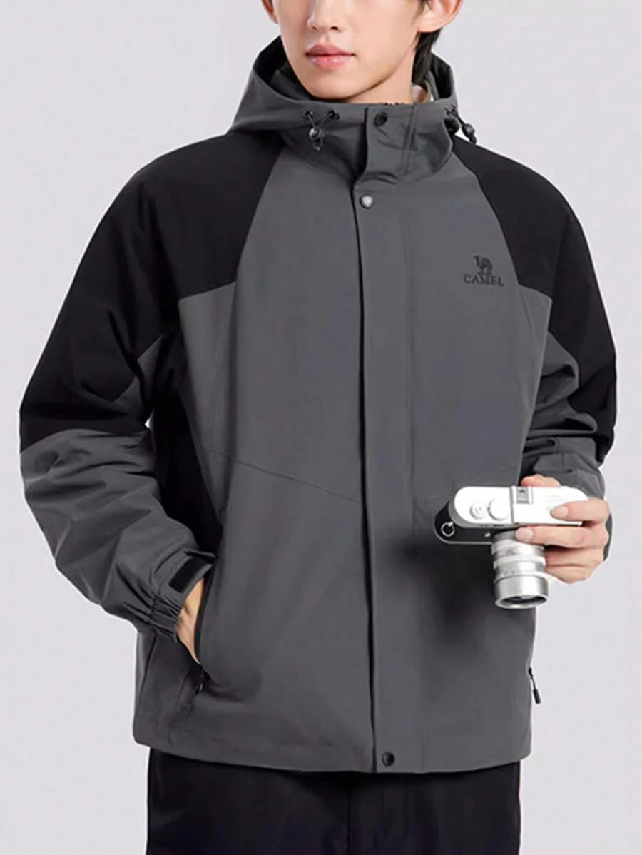 CAMEL CROWN Men's Outdoor Jacket, Spring And Autumn Hard Shell Work Jacket, Outdoor Waterproof Hiking Clothing