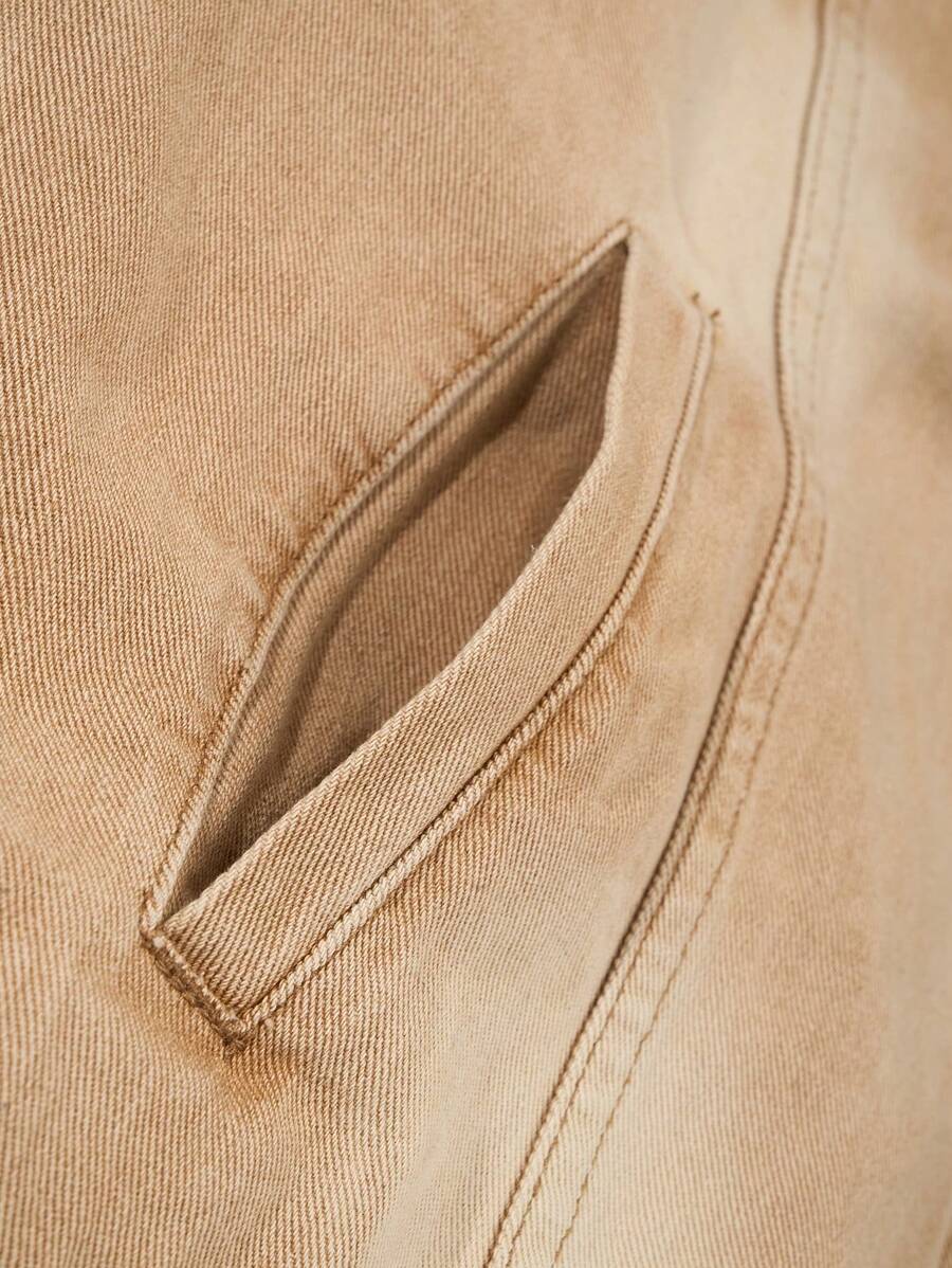 Manfinity Homme Men's Biker-Style Zip-Up Denim Jacket With Collar For Men, For Fall