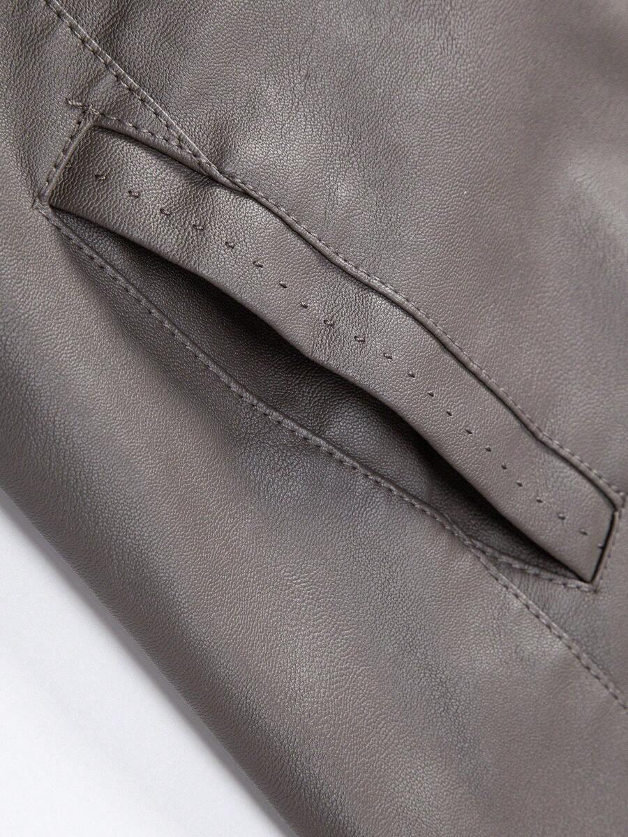 Men's Casual Vintage Motorcycle Leather Jacket, Spring And Autumn Style,Fleece