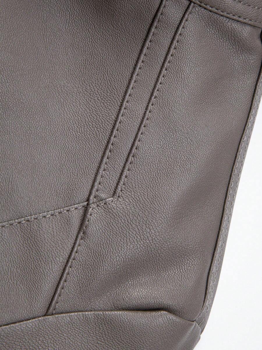 Men's Casual Vintage Motorcycle Leather Jacket, Spring And Autumn Style,Fleece