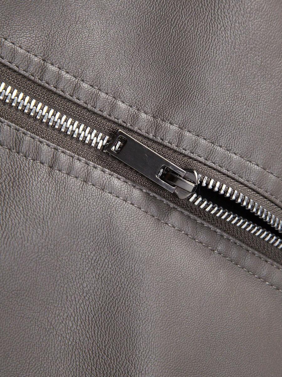 Men's Casual Vintage Motorcycle Leather Jacket, Spring And Autumn Style,Fleece