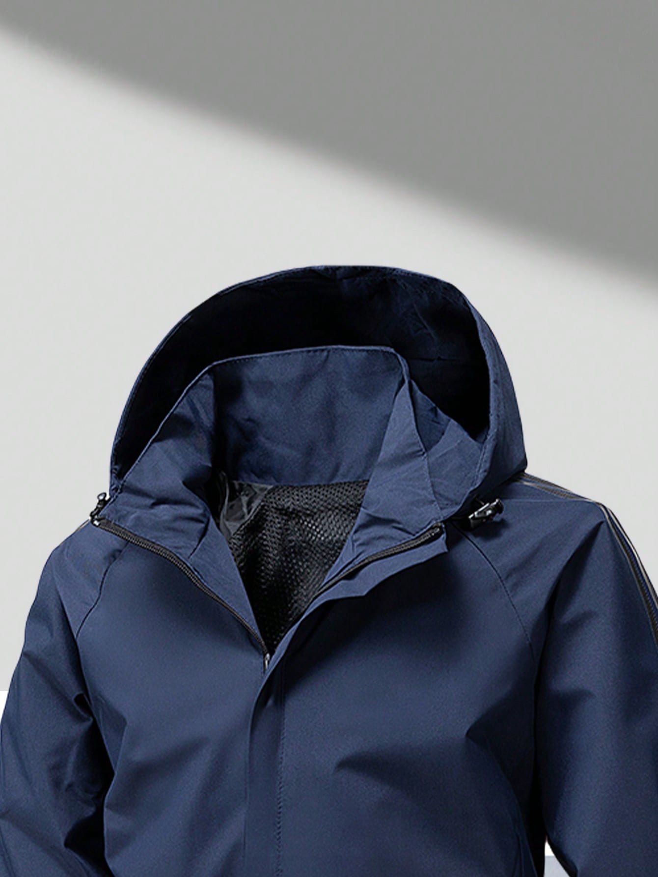 Men's Spring/Autumn Windbreaker Jacket, Hooded, 3-Stripe, Outdoor Sport Water-Resistant Casual Coat