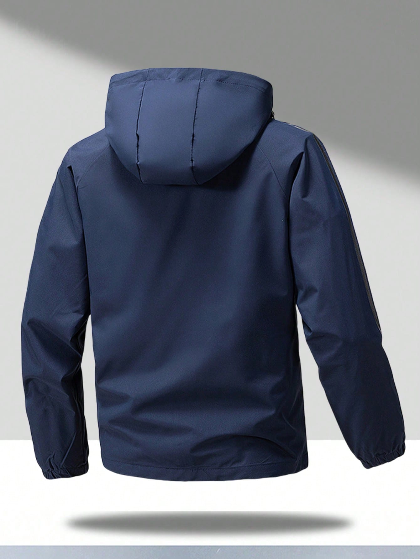 Men's Spring/Autumn Windbreaker Jacket, Hooded, 3-Stripe, Outdoor Sport Water-Resistant Casual Coat