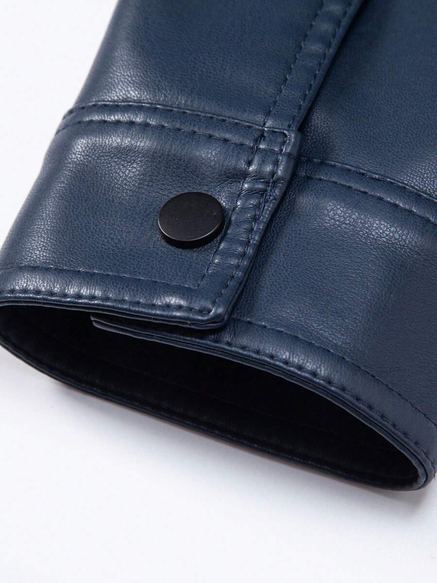 Men's Spring Autumn New Motorcycle Leather Jacket Outerwear,Fleece