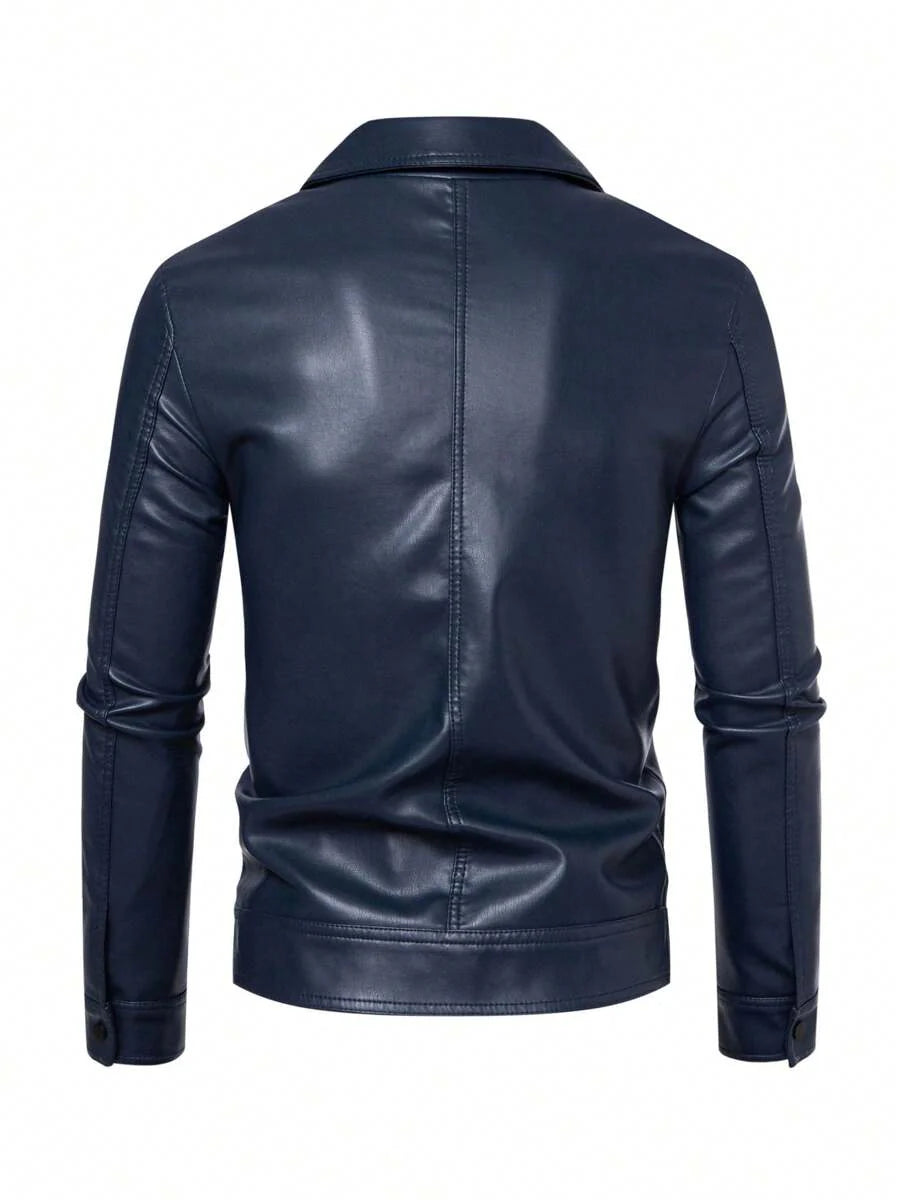 Men's Spring Autumn New Motorcycle Leather Jacket Outerwear,Fleece