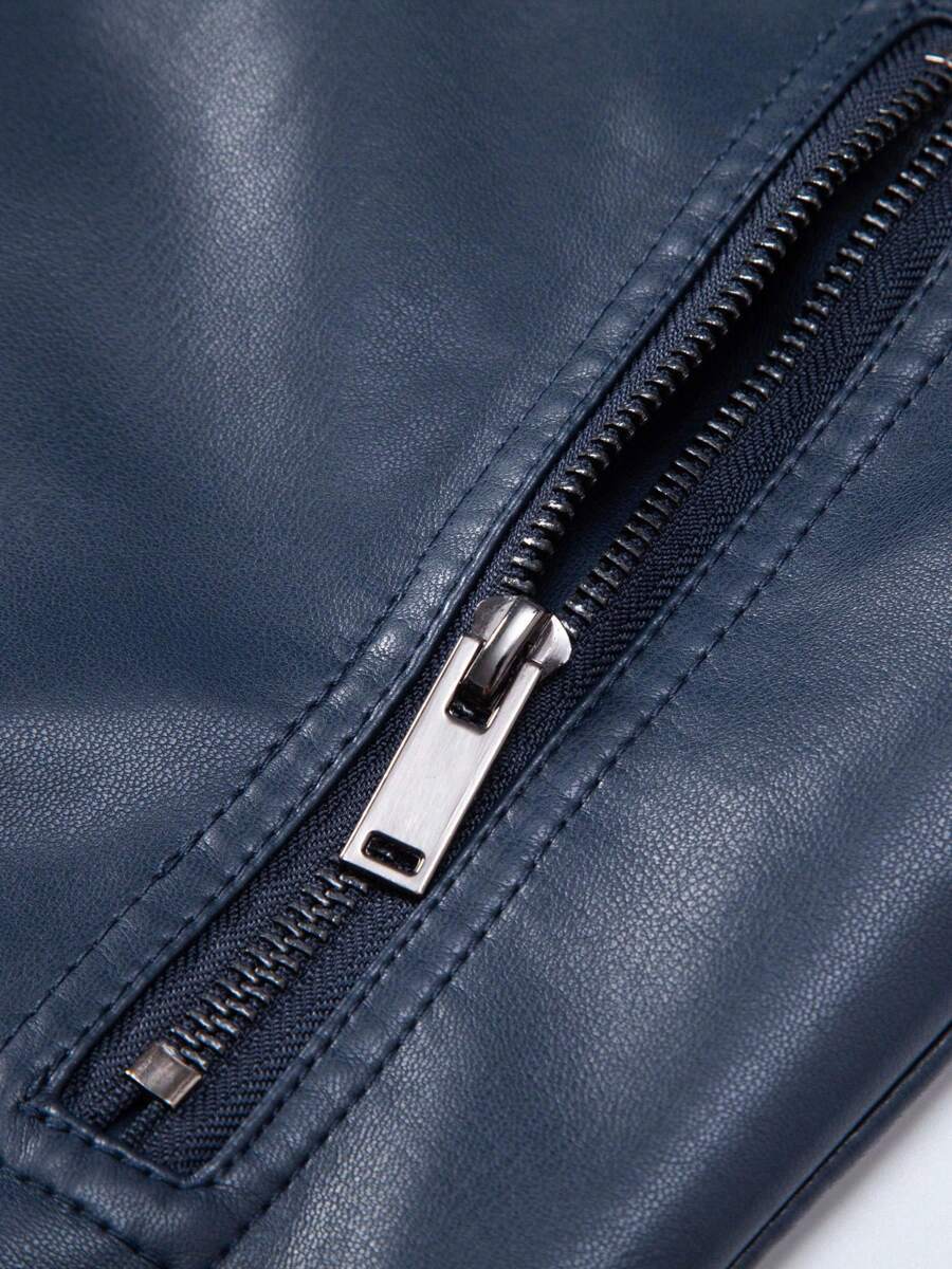 Men's Spring Autumn New Motorcycle Leather Jacket Outerwear,Fleece