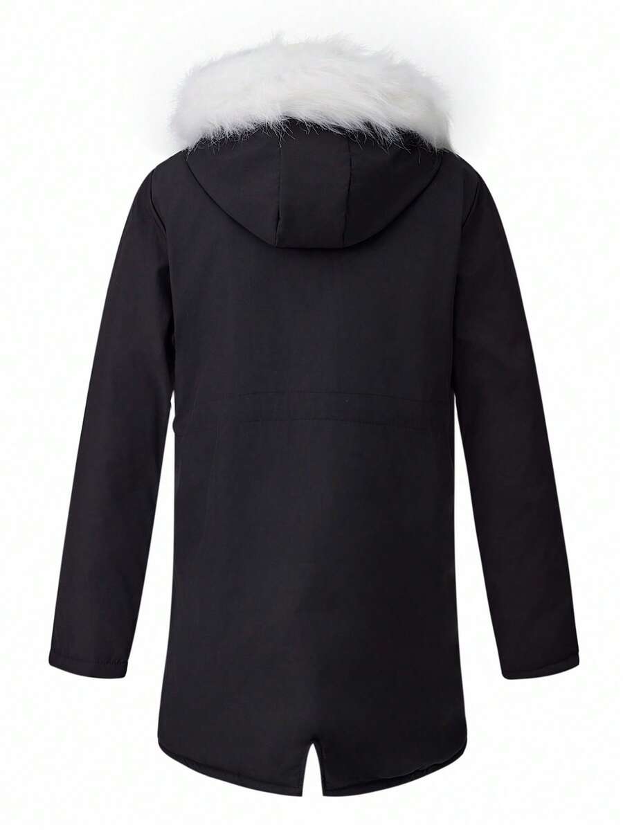 Women's Reversible Long Sleeve Coat With Fur Collar, For Autumn/Winter
