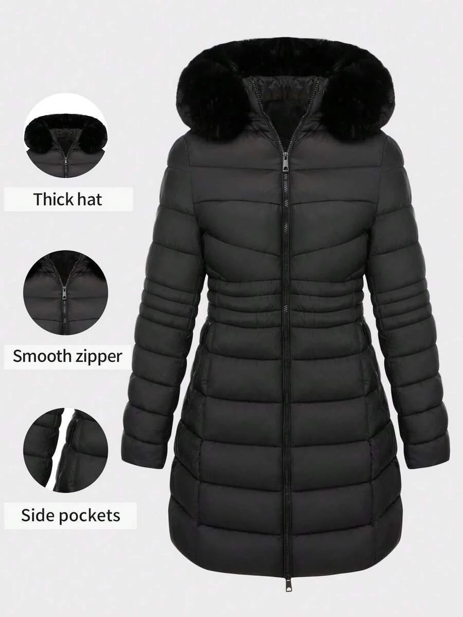 Risissida Ladies' Casual Hooded Jacket, With Pockets, Lightweight Down Jacket, Perfect For Daily Wear.