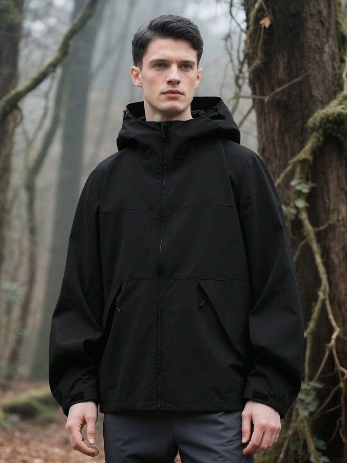 Men's Casual Hooded Jacket, Loose Versatile Windbreaker, Spring/Autumn Zipper Design Utility Jacket, Suitable For Daily Wear, Parties, Hiking, Trekking And Various Occasions