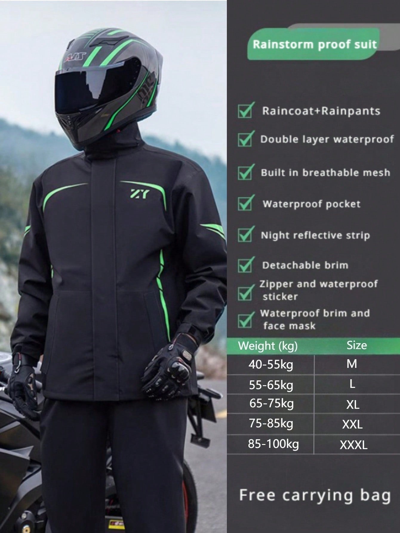 Fashion Raincoat, Waterproof And Windproof Rain Jacket, Full Body Rain Coat Suit Thickened Raincoat
