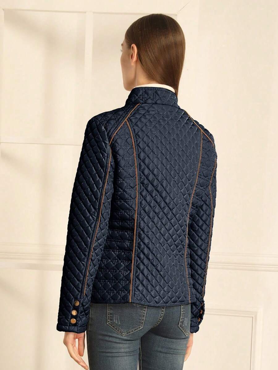 Giolshon Women's Streetwear Casual Hooded Padded Jacket With Pockets, Lightweight Quilted Padded Coat For Spring/Fall/Winter Daily Wear