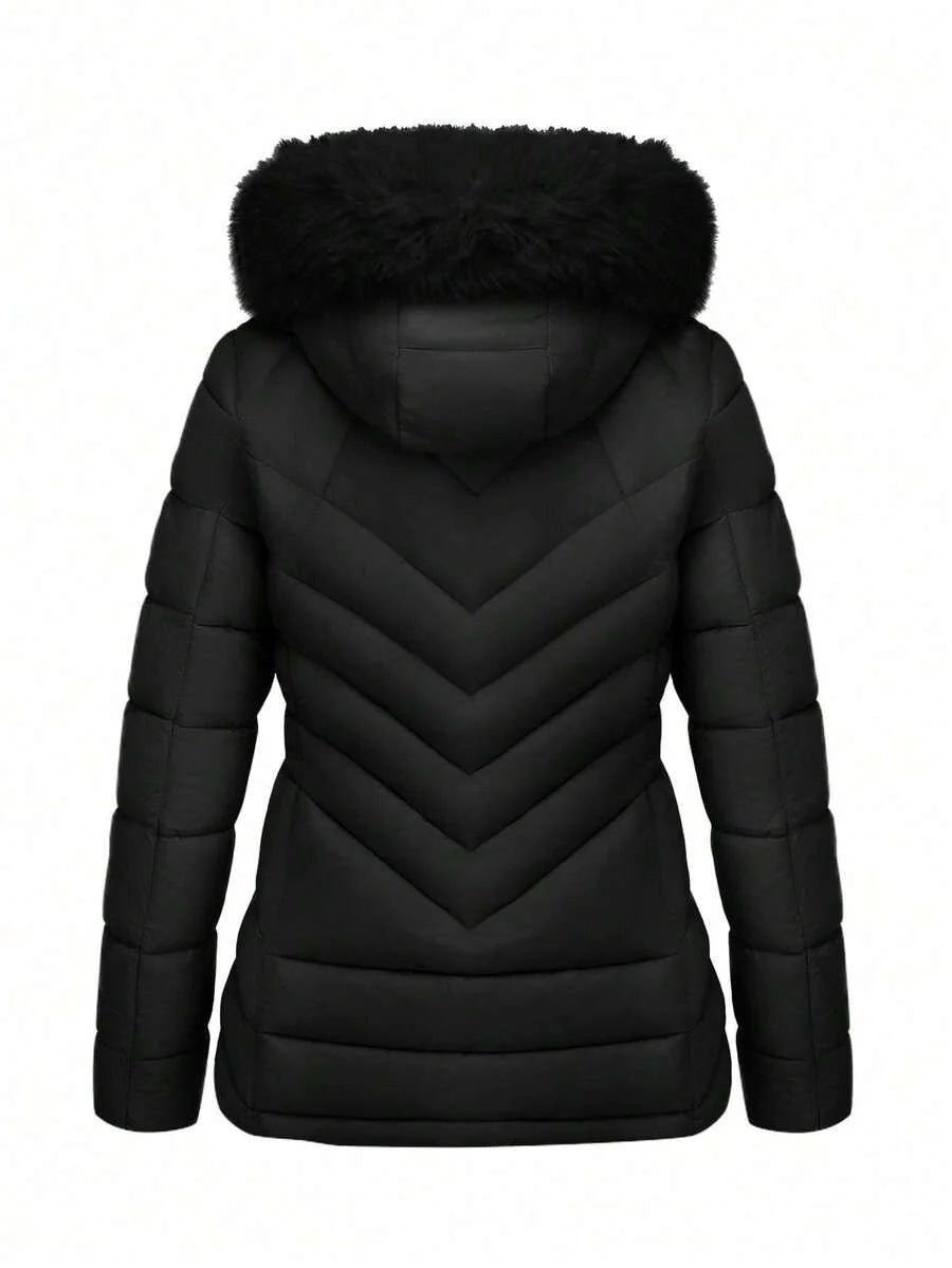 Women's Casual Hooded Padded Jacket With Pockets, Lightweight Padded Coat Warm For Daily Wear