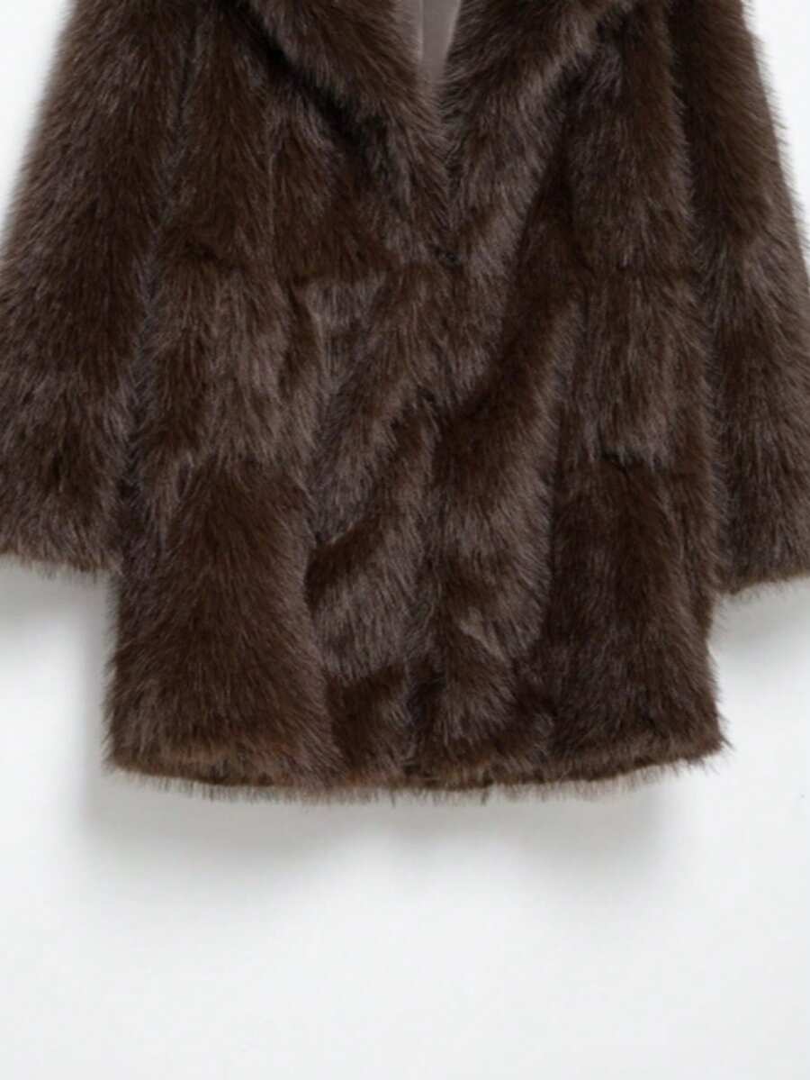 DEEKA Women's Winter New European & American Faux Fur Warm Oversized Plus Size Coat