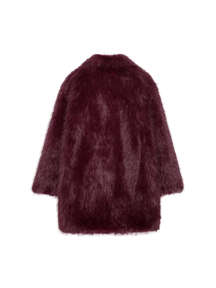 DEEKA Women's Winter New European & American Faux Fur Warm Oversized Plus Size Coat