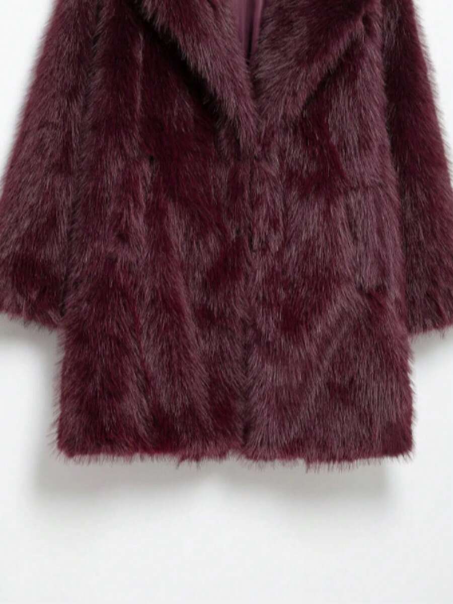 DEEKA Women's Winter New European & American Faux Fur Warm Oversized Plus Size Coat