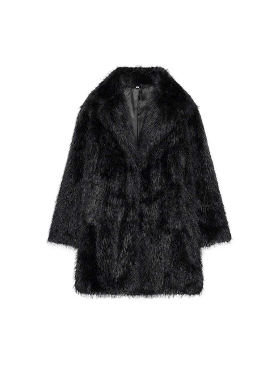 DEEKA Women's Winter New European & American Faux Fur Warm Oversized Plus Size Coat