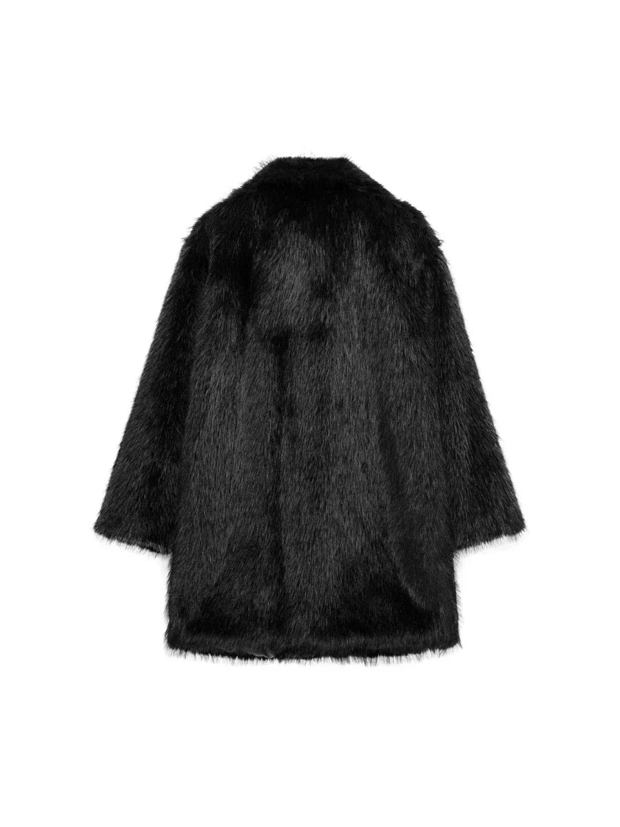DEEKA Women's Winter New European & American Faux Fur Warm Oversized Plus Size Coat