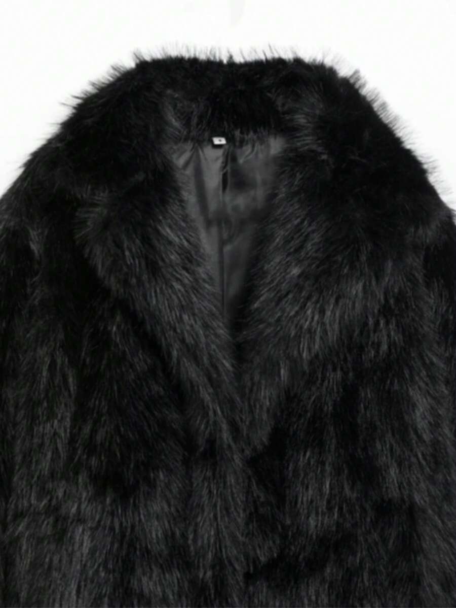DEEKA Women's Winter New European & American Faux Fur Warm Oversized Plus Size Coat