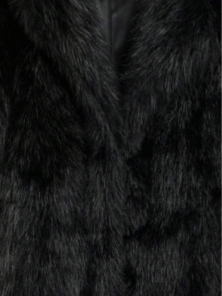 DEEKA Women's Winter New European & American Faux Fur Warm Oversized Plus Size Coat