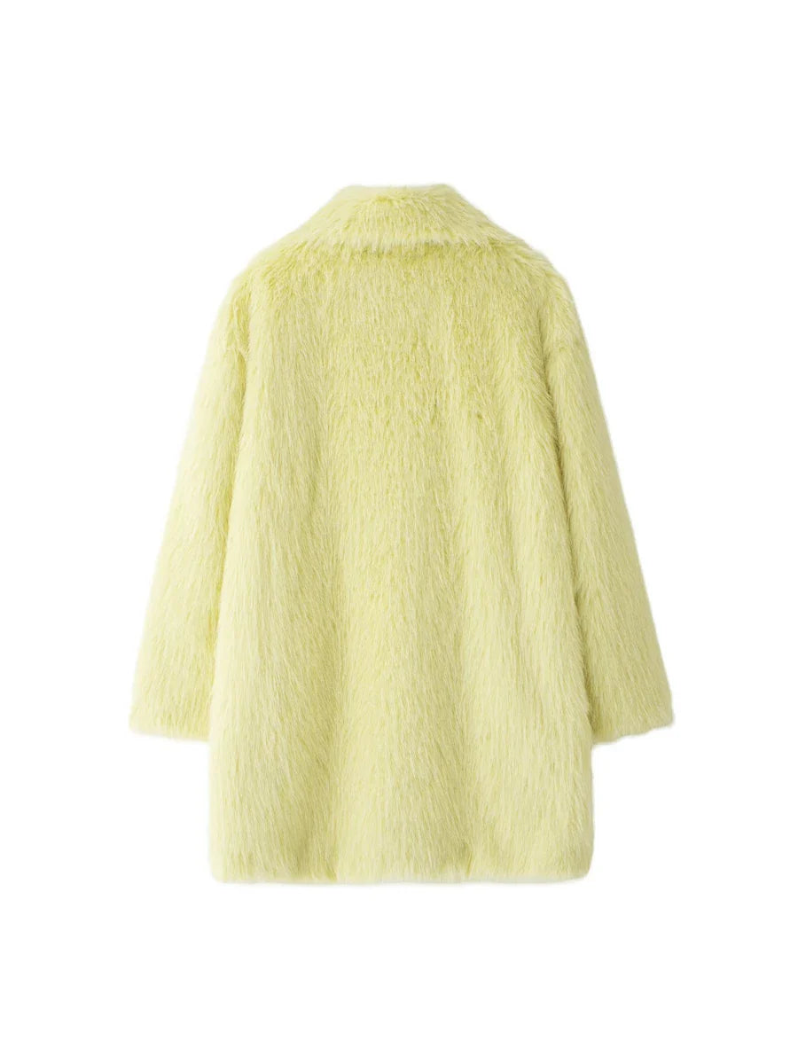 DEEKA Women's Winter New European & American Faux Fur Warm Oversized Plus Size Coat
