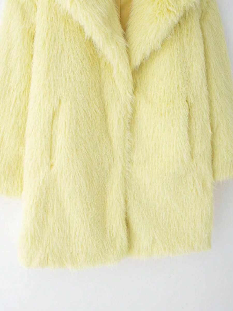 DEEKA Women's Winter New European & American Faux Fur Warm Oversized Plus Size Coat