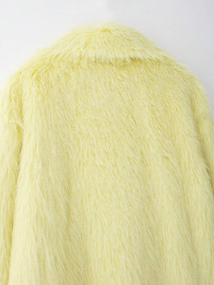DEEKA Women's Winter New European & American Faux Fur Warm Oversized Plus Size Coat