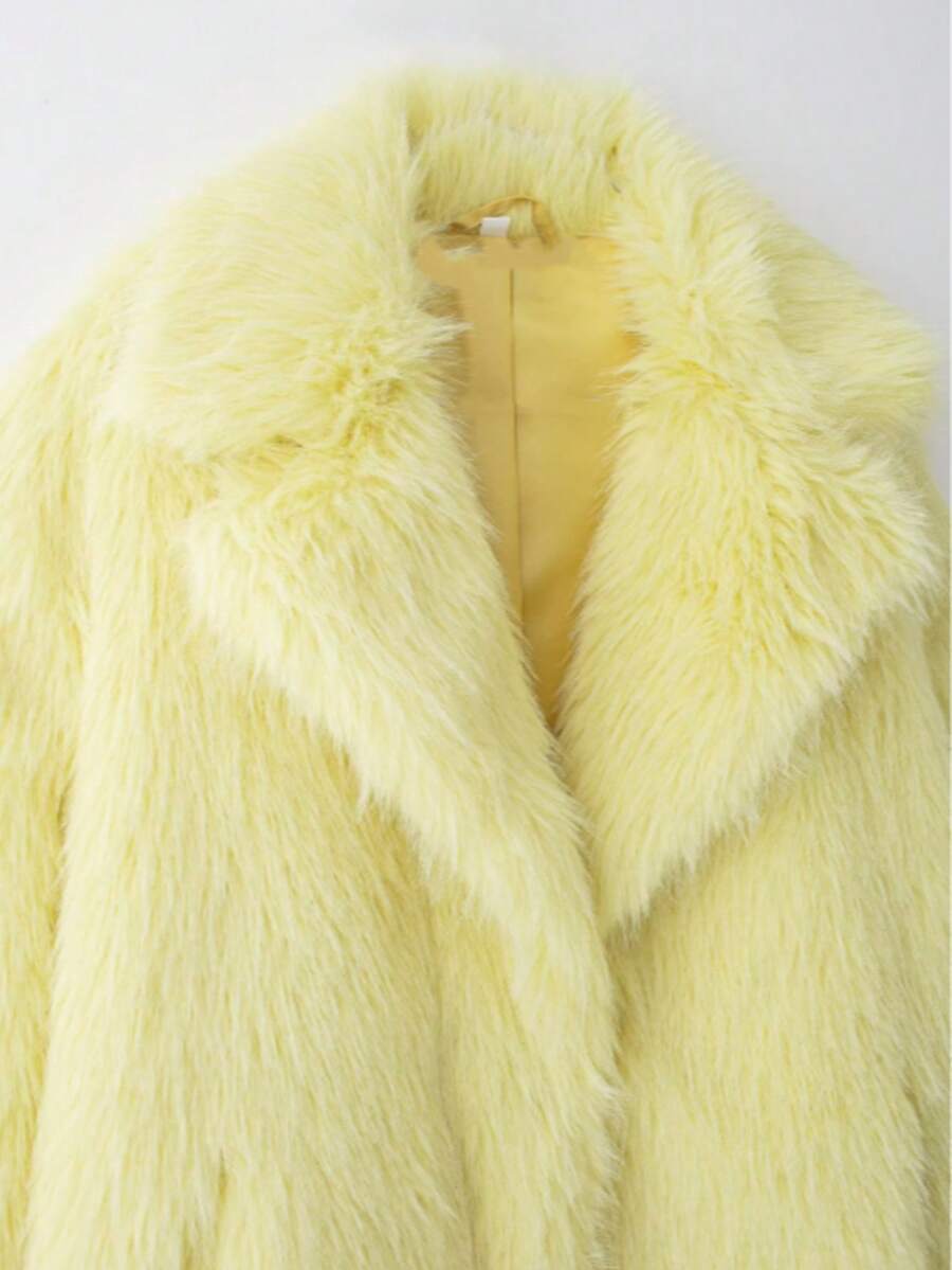 DEEKA Women's Winter New European & American Faux Fur Warm Oversized Plus Size Coat